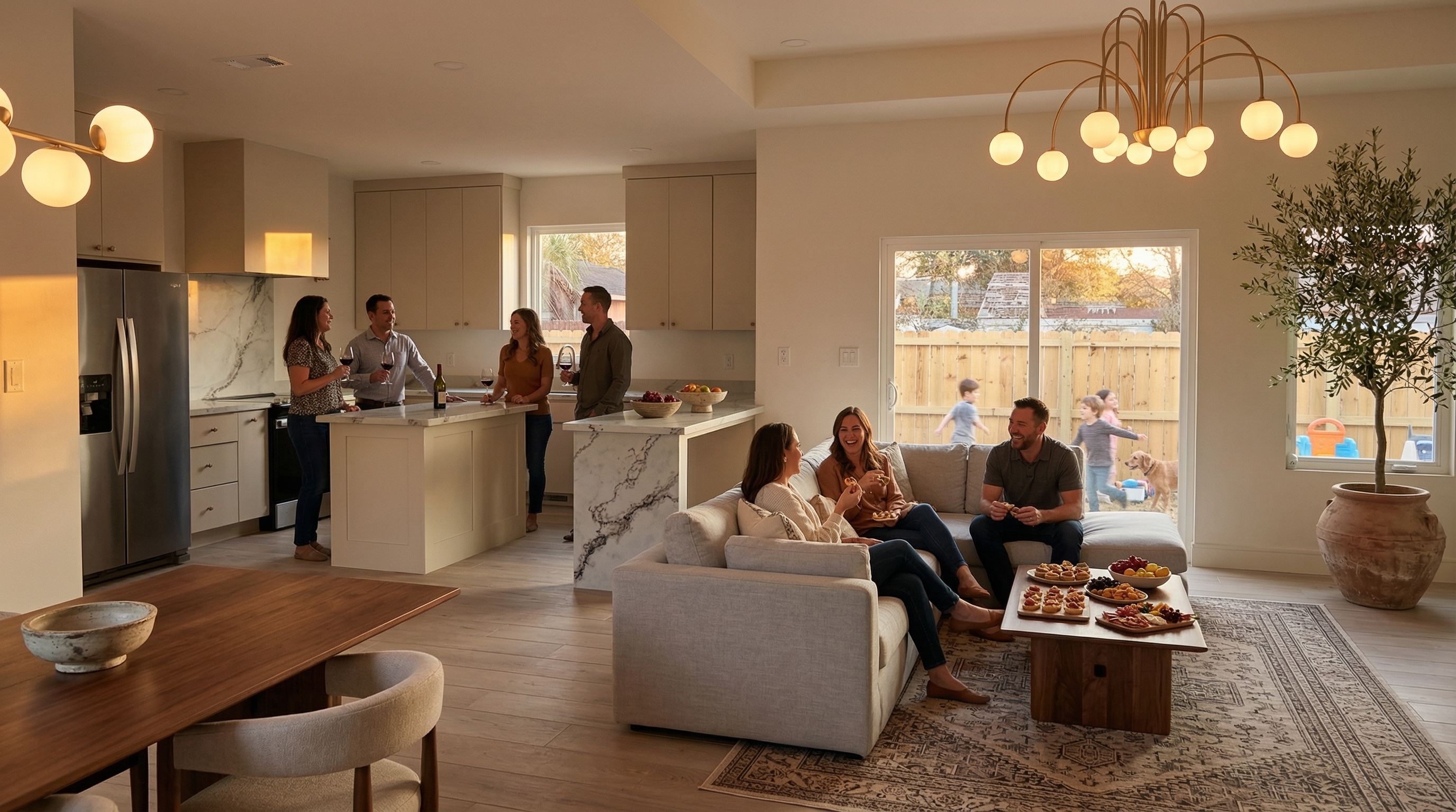 Luxury family living area with premium wood-look tile